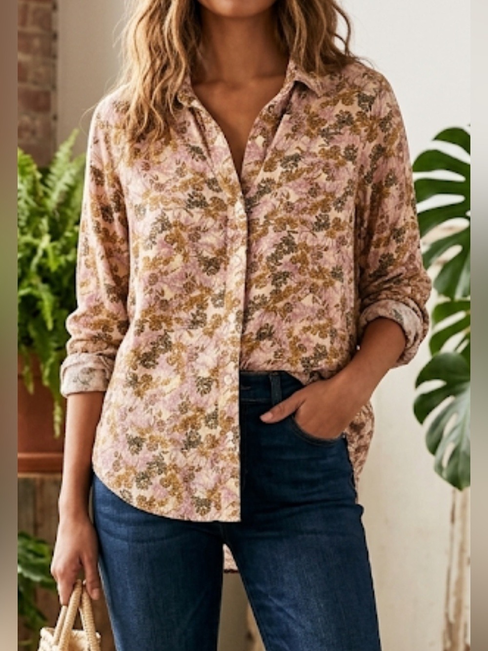 Floral Button-Down Shirt Women’s Small